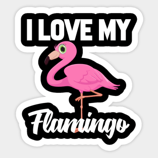 I Love My Flamingo Sticker